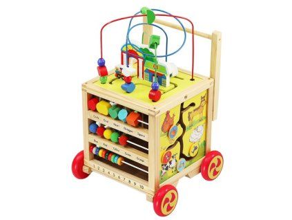 Kruzzel 15128 Velká dřevěná motorická kostka - chodítko