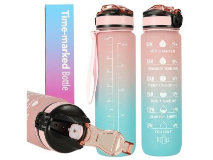 Láhev na vodu 1L růžovo-modrá